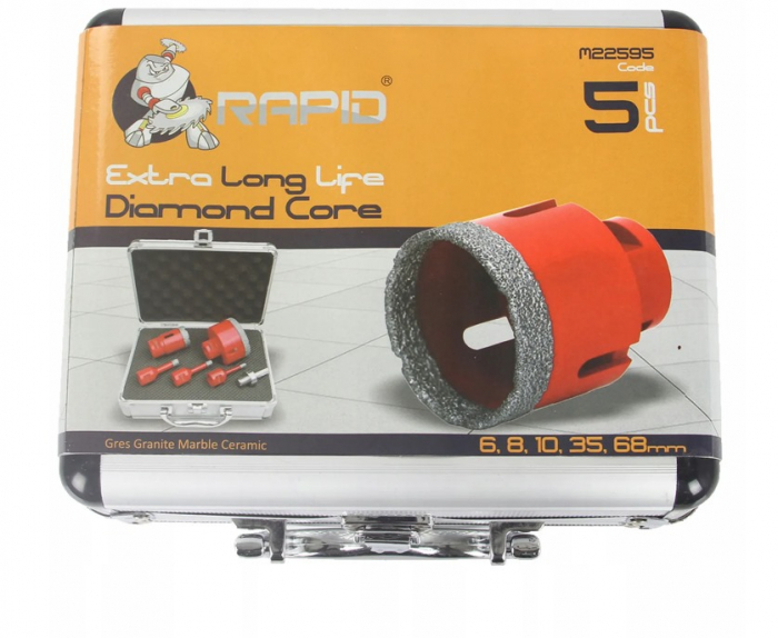 Set carote diamantate piatra gresie faianta beton 6-68mm M14 6piese  (KD11219) [4]
