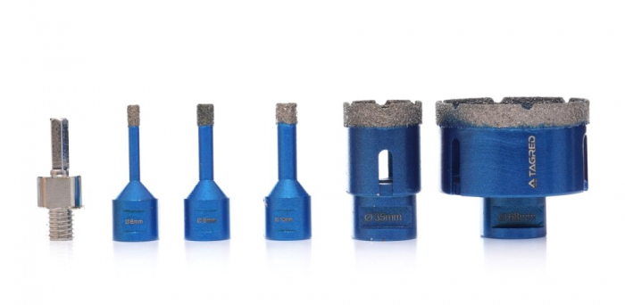 Set carote diamantate piatra gresie faianta beton 6-68mm M14 6piese (TA4085) [8]