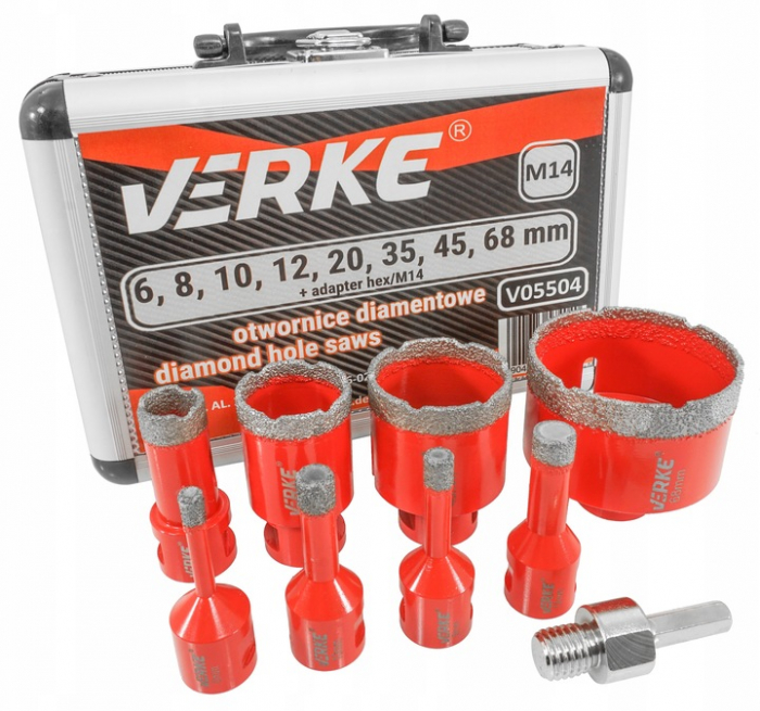 Set carote diamantate piatra gresie faianta beton 6-68mm M14 9 piese (V05504) [5]