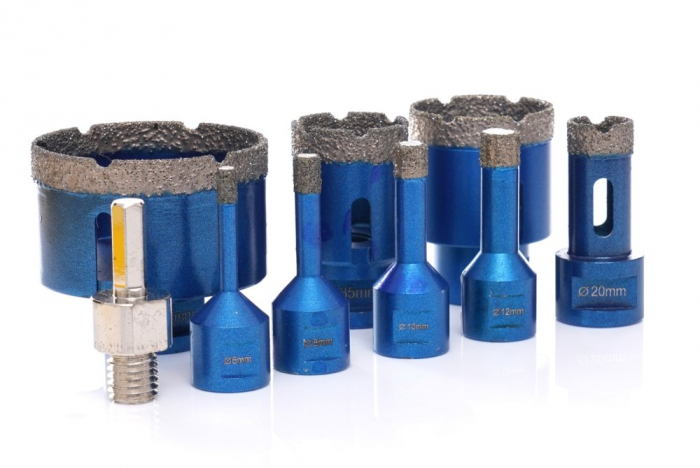 Set carote diamantate piatra gresie faianta beton 6-68mm M14 9piese (TA4087) [11]