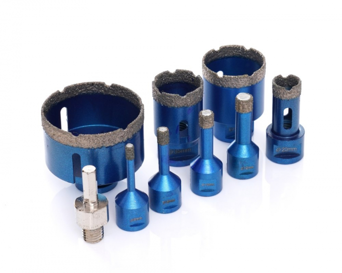 Set carote diamantate piatra gresie faianta beton 6-68mm M14 9piese (TA4087) [10]