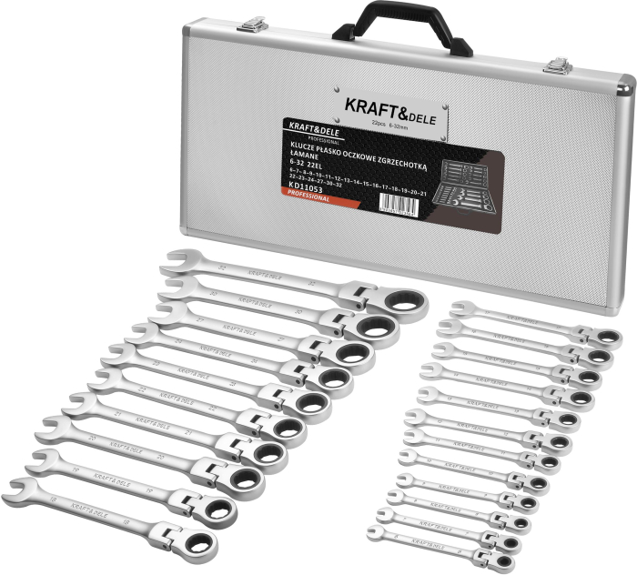 Set chei combinate cu clichet 6-32 mm, 22 piese, geanta transport (KD11053) [9]