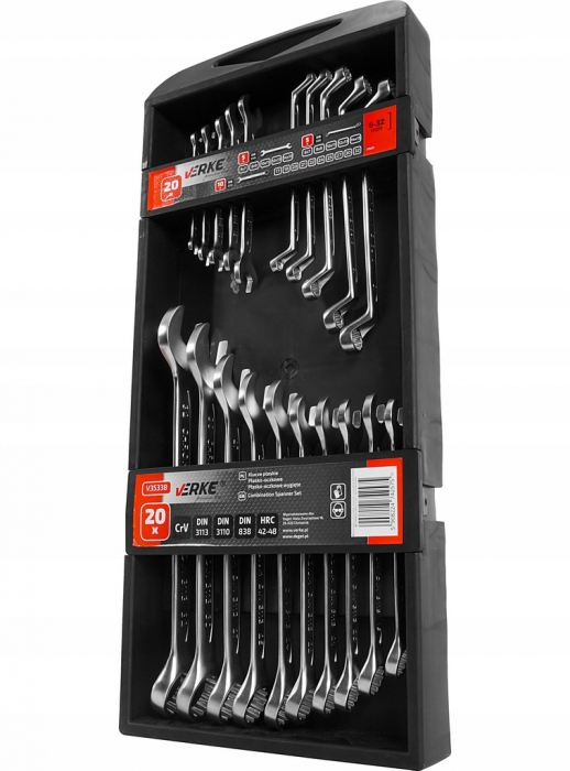 Set chei fixe combinate 6-32mm + fixe furca + inelare cu cot 20piese (V35338) [10]