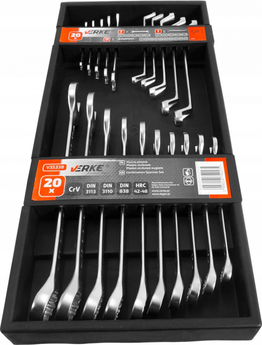 Set chei fixe combinate 6-32mm + fixe furca + inelare cu cot 20piese (V35338) [11]