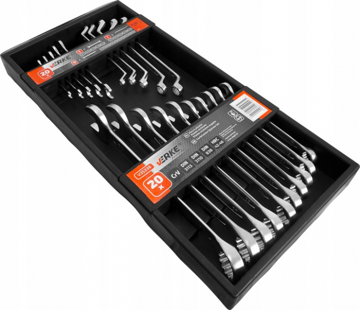 Set chei fixe combinate 6-32mm + fixe furca + inelare cu cot 20piese (V35338) [6]