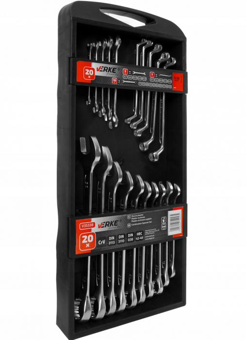 Set chei fixe combinate 6-32mm + fixe furca + inelare cu cot 20piese (V35338) [8]