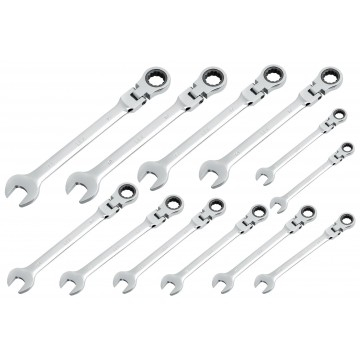 Set chei fixe-combinate cu articulatie si clichet din otel CrV, 8-19 mm, 12 piese, cu valiza (LEX121) [8]