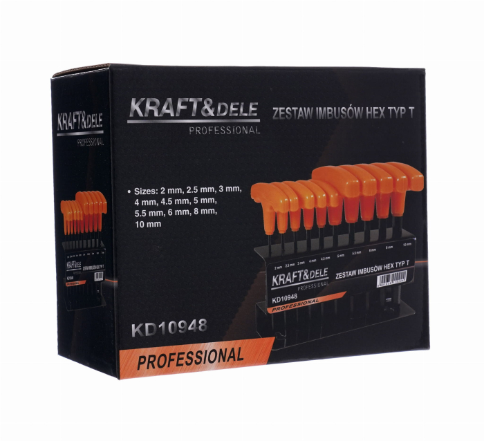 Set chei hexagonale imbus cu maner 10 piese, cu suport (KD10948) [7]