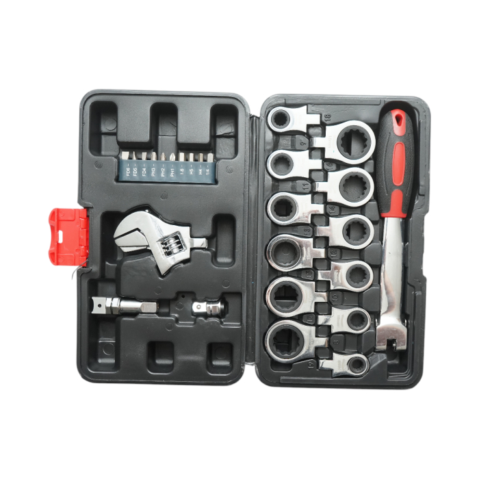 Set chei inelare cu clichet 8-19mm cap detasabil interschimbabil cheie reglabila biti 26 piese (DISTN63) [2]