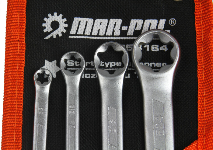 Set chei inelare Torx CrV 4 piese 6-24 mm cu suport de depozitare (M58164P) [4]