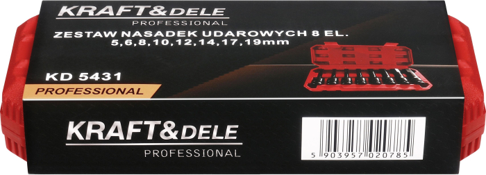 Set chei tubulare impact HEX 1/2 inch 8 piese H5-H19 pentru scule pneumatice si electrice (KD5431) [9]