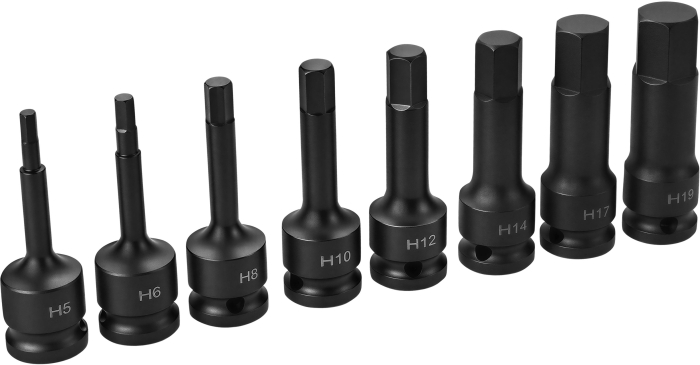 Set chei tubulare impact HEX 1/2 inch 8 piese H5-H19 pentru scule pneumatice si electrice (KD5431) [4]