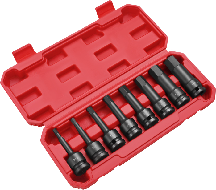 Set chei tubulare impact HEX 1/2 inch 8 piese H5-H19 pentru scule pneumatice si electrice (KD5431) [2]