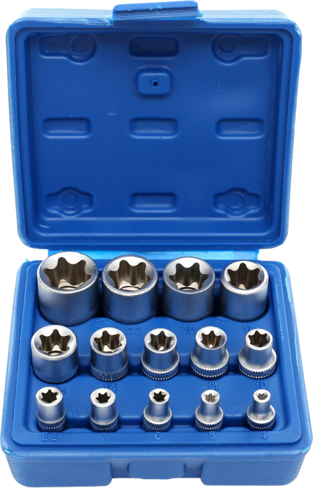 Set chei tubulare TORX 14 piese 1/4" 3/8" 1/2" 4-24mm in valiza pentru service auto si mecanica (KD10335) [10]