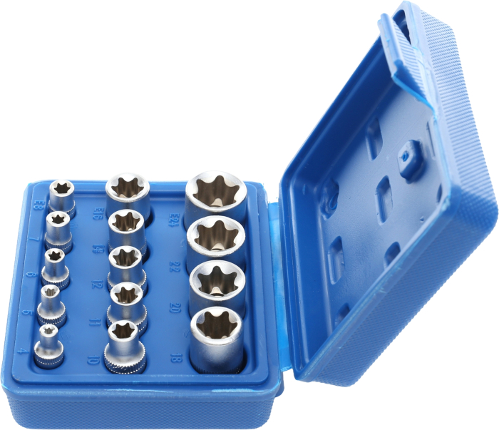 Set chei tubulare TORX 14 piese 1/4" 3/8" 1/2" 4-24mm in valiza pentru service auto si mecanica (KD10335) [14]