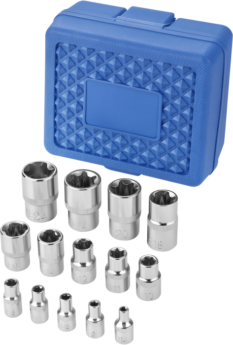 Set chei tubulare TORX 14 piese 1/4" 3/8" 1/2" 4-24mm in valiza pentru service auto si mecanica (KD10335) [5]