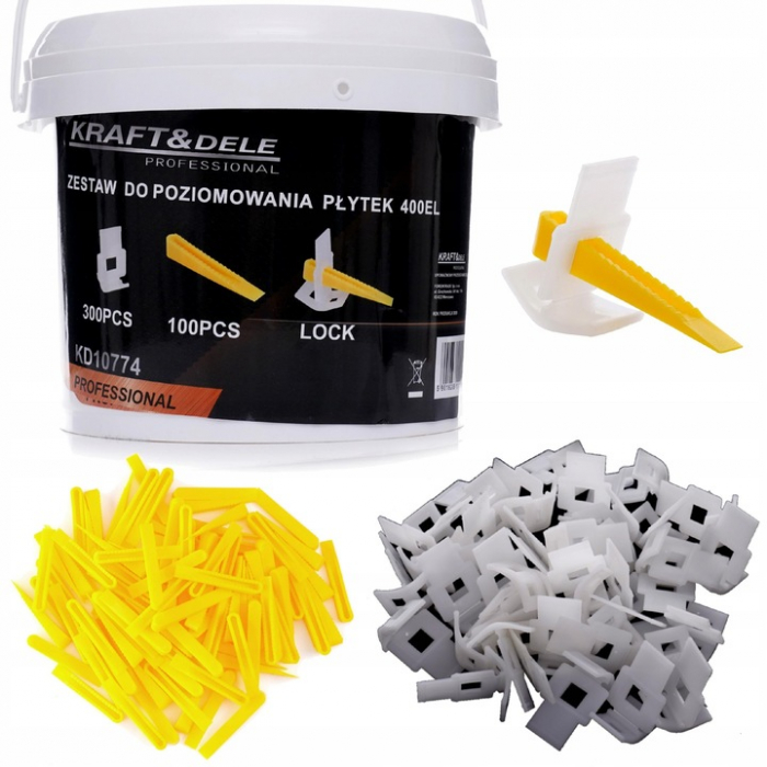 Set cleme si pene nivelare montare grecie faianta 400piese (KD10774) [1]