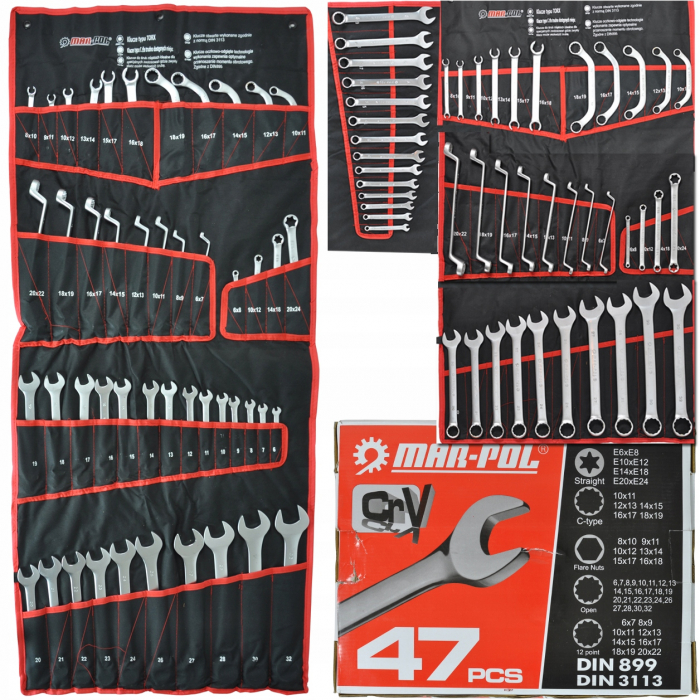 Set complet 47 chei combinate inelare torx tip C semideschise cotite 6-32mm (M58140) [1]