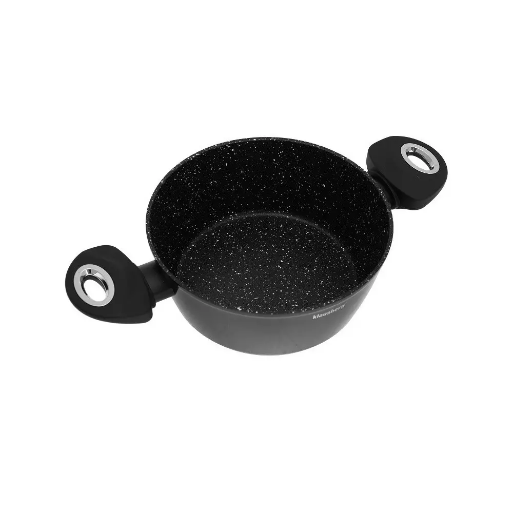Set complet de vase pentru gatit, invelis marmura neagra 15 piese, negru (KB-7322) [8]