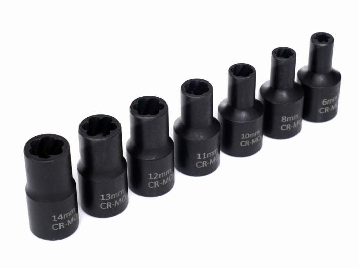 Set complet extractoare impact suruburi deteriorate rupte piulite rotunjite 15 piese (KD11793) [12]