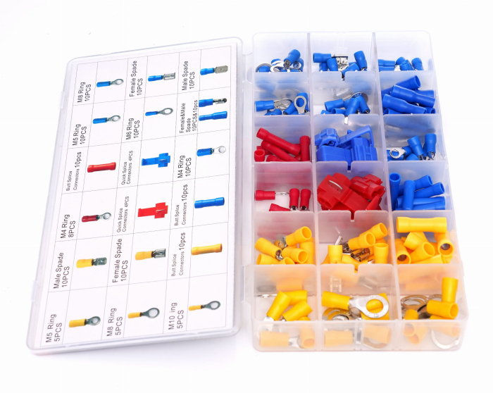 Set conectori papuci electrici capete cabluri auto izolate 160piese (KD10487) [2]