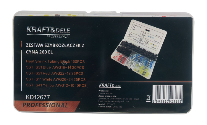 Set conectori termocontractabili cu cositor, 260 buc. (KD12677) [3]