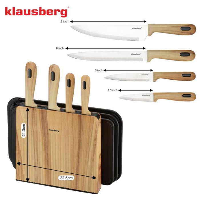 Set cutite bucatarie 8 piese cu 3 tocatoare si suport (KB-9037) [11]