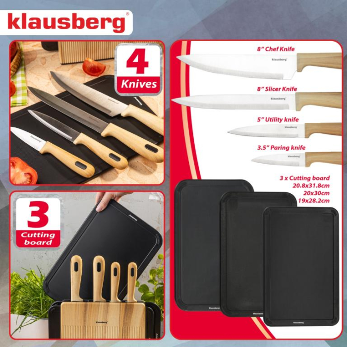 Set cutite bucatarie 8 piese cu 3 tocatoare si suport (KB-9037) [2]