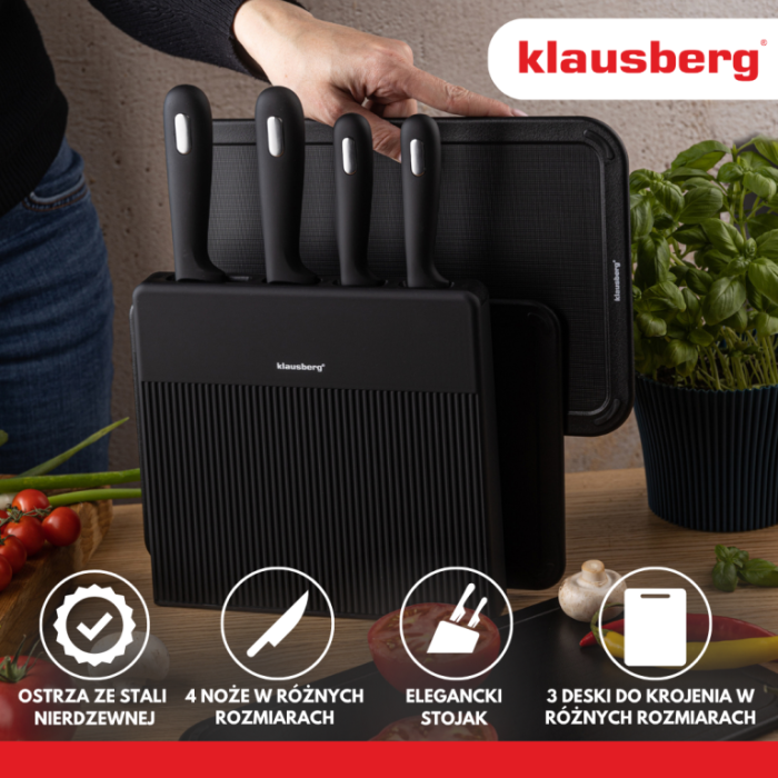 Set cutite bucatarie 8 piese cu suport si tocatoare plastic antiderapante (KB-7980) [15]