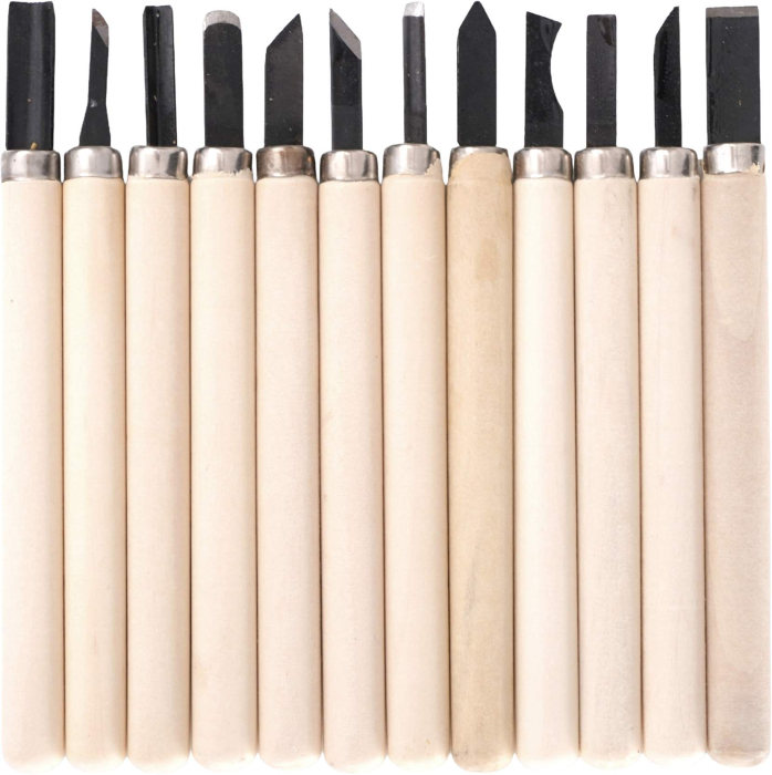 Set dalti pentru sculptura in lemn 12 piese cu maner lemn (KD11774) [4]