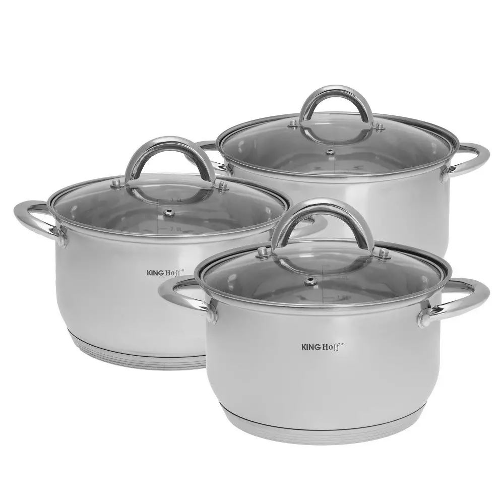 Set de oale din otel inoxidabil, 6 piese, 3 oale si 3 capace, diametru 18, 20, 24 cm (KH-4447) [3]