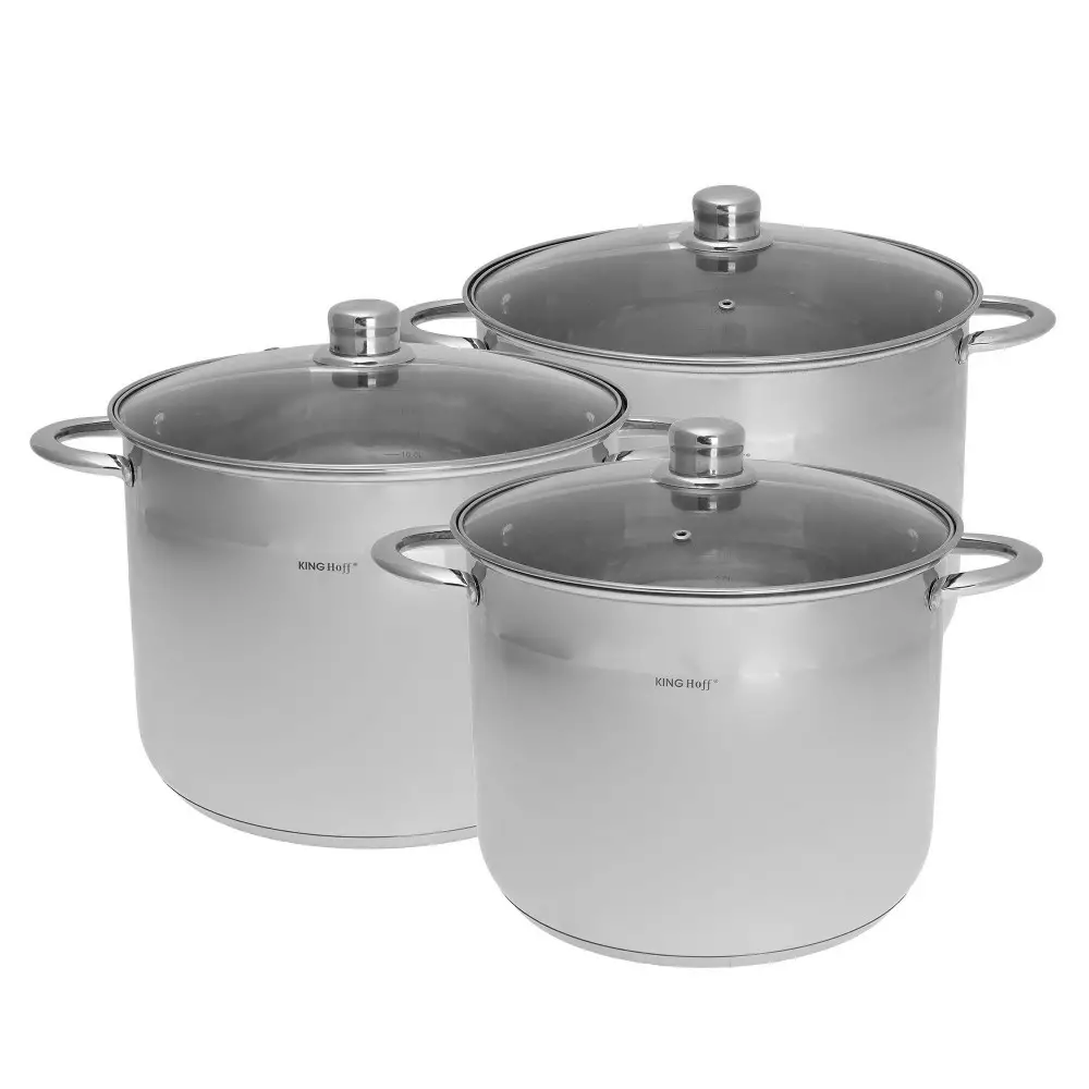 Set de oale din otel inoxidabil, 6 piese 3 oale si 3 capace, diametru 26, 28, 30 cm (KH-4312) [8]