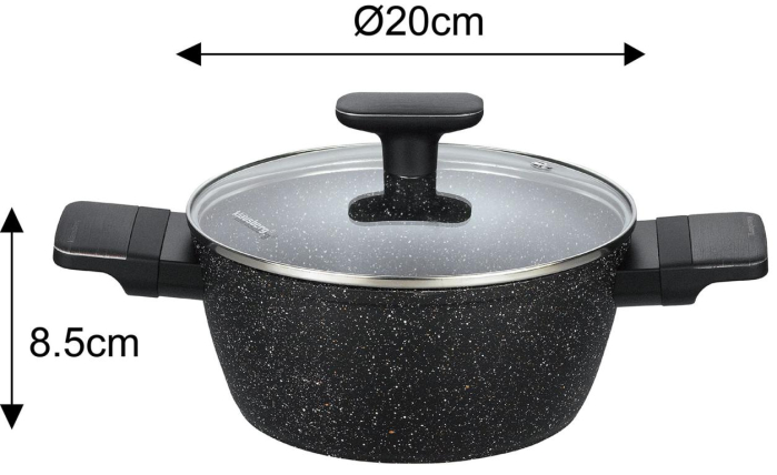 Set de oale si tigai cu strat antiaderent, 12 piese 6 vase, 4 capace, 2 suporturi, negru (KB-7830) [13]