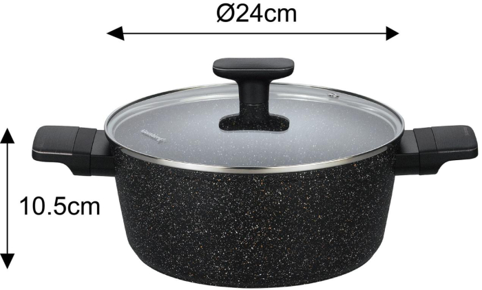 Set de oale si tigai cu strat antiaderent, 12 piese 6 vase, 4 capace, 2 suporturi, negru (KB-7830) [8]