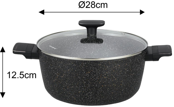 Set de oale si tigai cu strat antiaderent, 12 piese 6 vase, 4 capace, 2 suporturi, negru (KB-7830) [10]