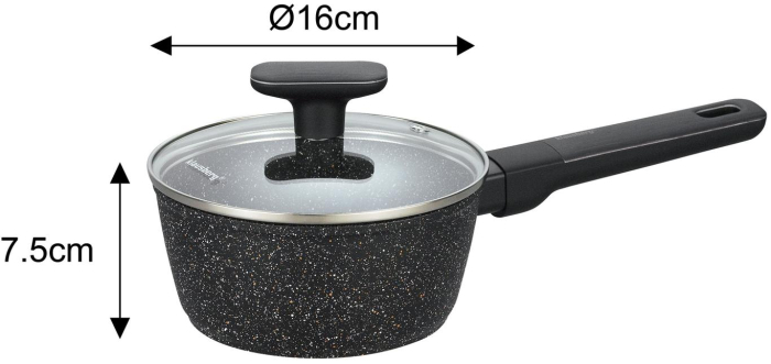 Set de oale si tigai cu strat antiaderent, 12 piese 6 vase, 4 capace, 2 suporturi, negru (KB-7830) [6]