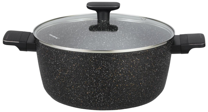 Set de oale si tigai cu strat antiaderent, 12 piese 6 vase, 4 capace, 2 suporturi, negru (KB-7830) [12]