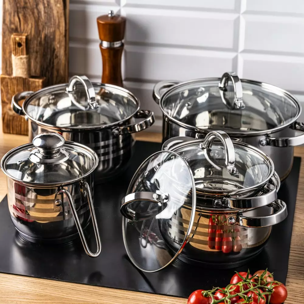 Set de vase de gatit, 10 piese, 5 oale si 5 capace, diametru 16, 18, 20, 24, 14 cm (KB-7696) [6]