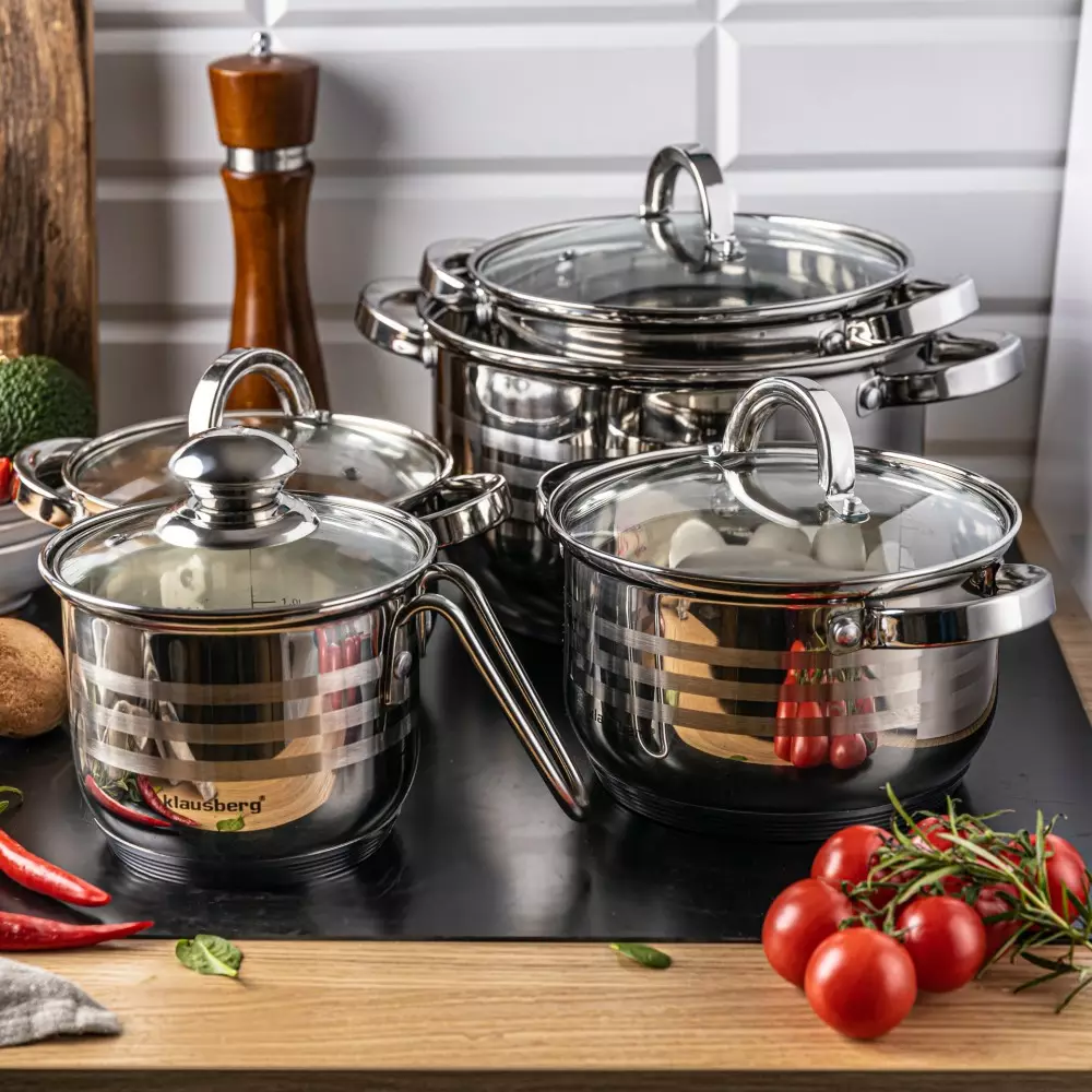 Set de vase de gatit, 10 piese, 5 oale si 5 capace, diametru 16, 18, 20, 24, 14 cm (KB-7696) [4]