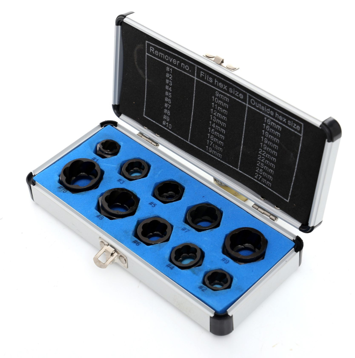 Set extractor 9-19mm suruburi piulite rotunjite deteriorate rupte 10 piese (KD10268) [4]