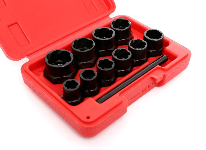 Set extractor 9-19mm suruburi piulite rotunjite deteriorate rupte profil inalt hexagon 10 piese (KD10270) [6]