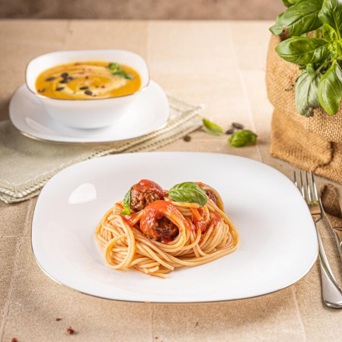 Set farfurii opal 18 piese alb cu decor auriu (KH-1923) [4]