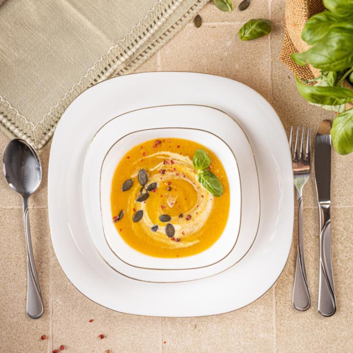 Set farfurii opal 18 piese alb cu decor auriu (KH-1923) [5]