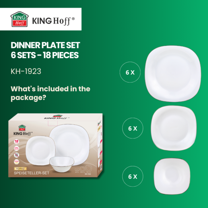 Set farfurii opal 18 piese alb cu decor auriu (KH-1923) [12]