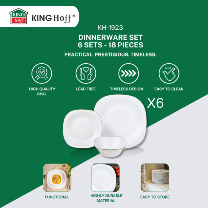 Set farfurii opal 18 piese alb cu decor auriu (KH-1923) [17]