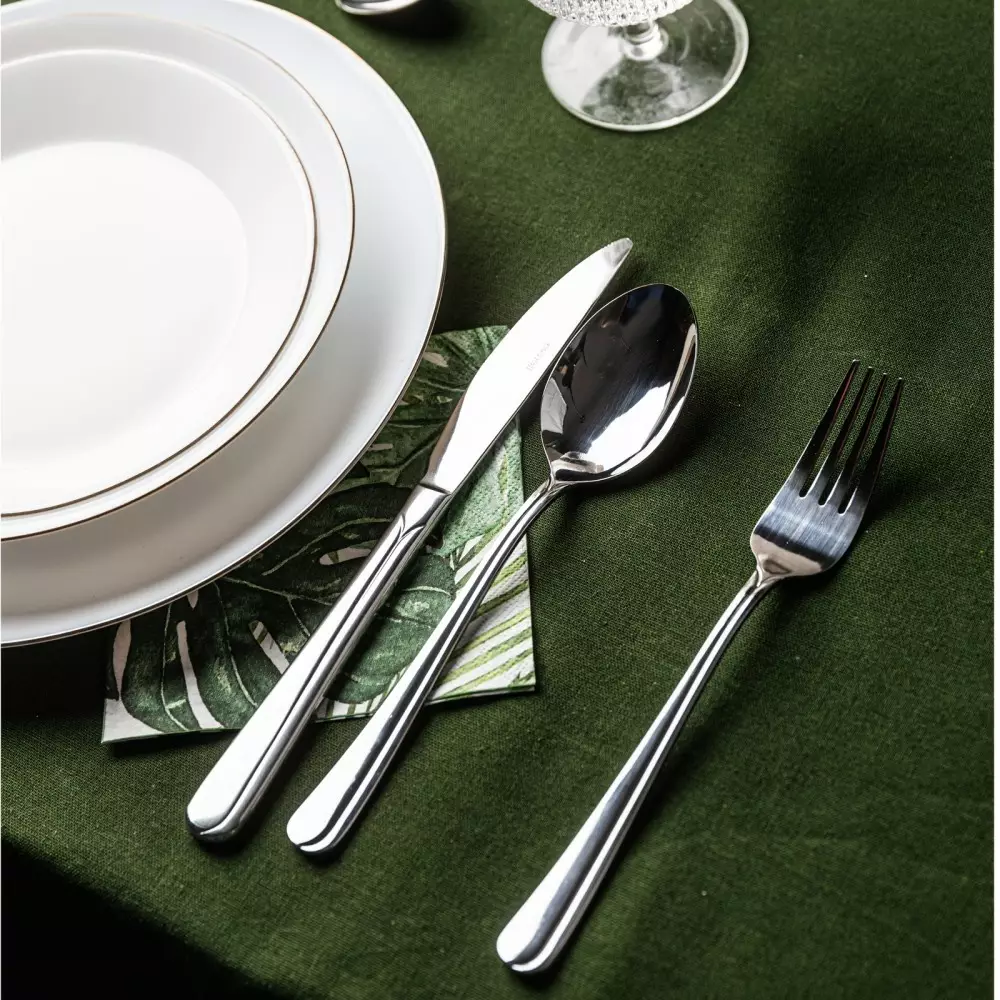 Set farfurii sticla 18 piese decor ulm argintiu (KH-1877) [10]