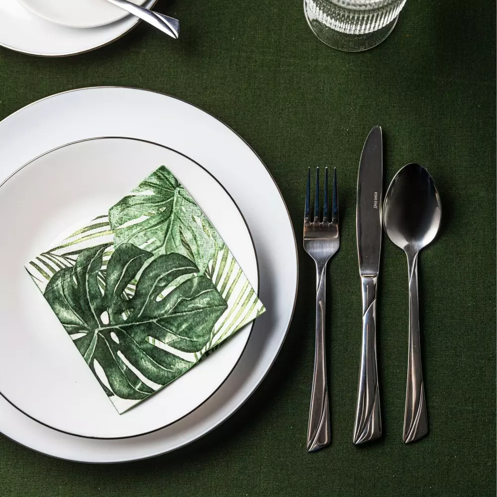 Set farfurii sticla 18 piese decor ulm argintiu (KH-1877) [18]