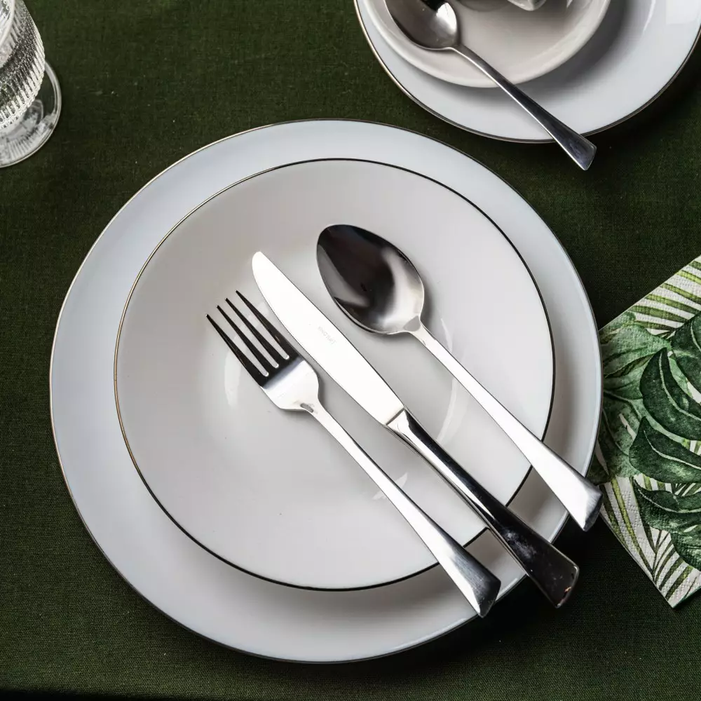 Set farfurii sticla 18 piese decor ulm argintiu (KH-1877) [15]