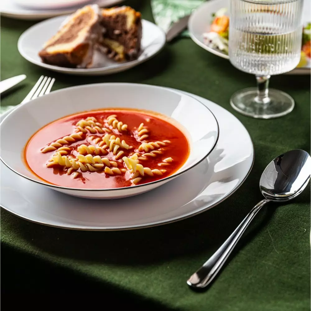 Set farfurii sticla 18 piese decor ulm argintiu (KH-1877) [11]