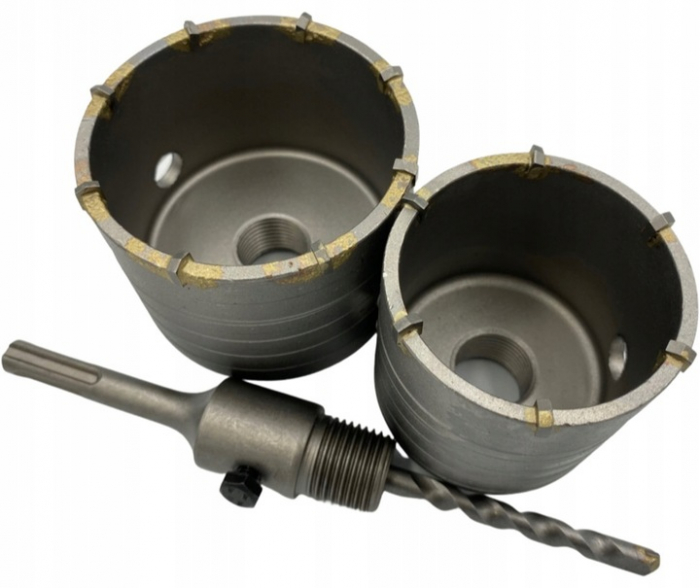 Set freza carota vidia beton 65 mm + 80 mm cu burghiu si prelungitor SDS+ (S0557) [3]